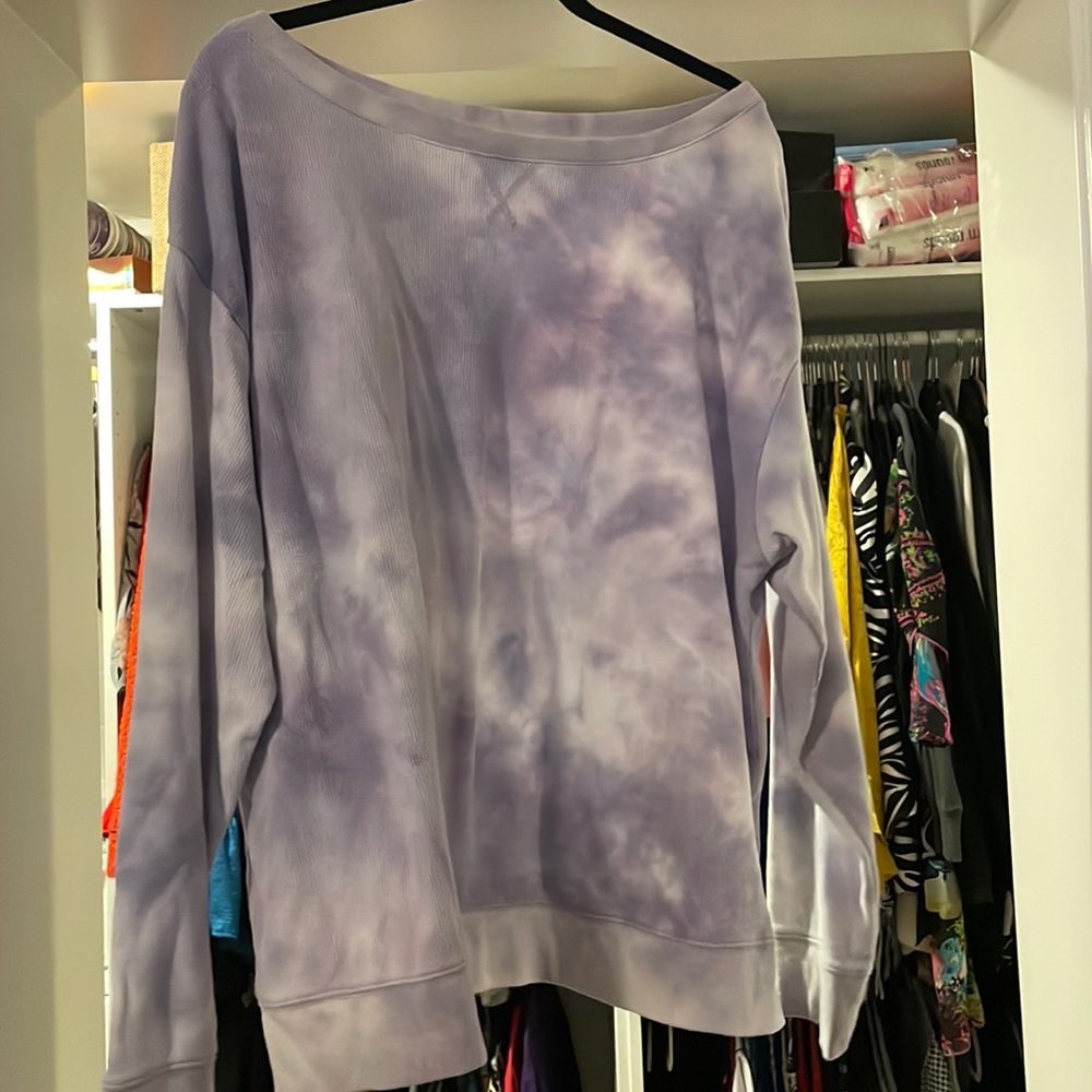 Purple tie dye look lightweight long sleeve blouse